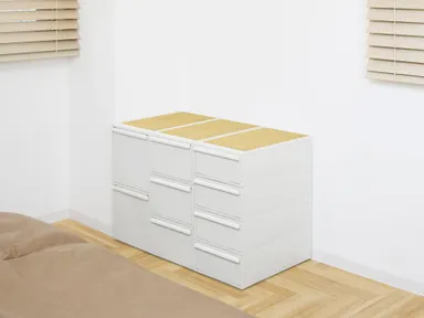 オールホワイト×竹製天板