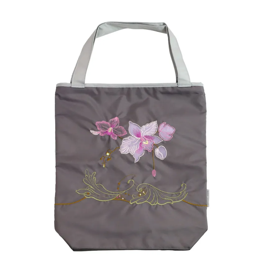 オーキッドオーガンジーカットワーク刺繍トート