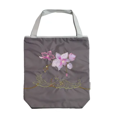 オーキッドオーガンジーカットワーク刺繍トート