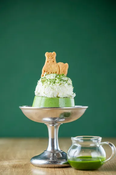 抹茶の皿プリン 680円