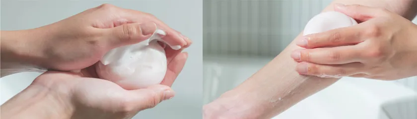 2WAYで使える!「ふわふわ泡でやさしく洗う毎日ケア」と、「直接なで洗いで集中ケア」