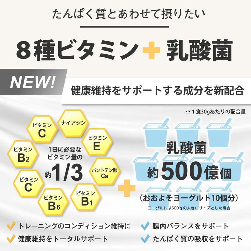 8種ビタミンと乳酸菌を配合