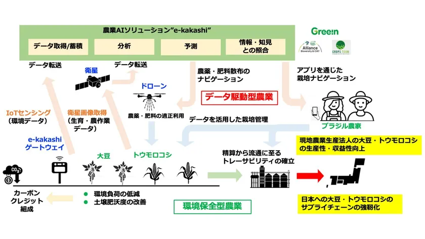 ブラジルにおける持続可能な大豆・トウモロコシ生産モデルのイメージ