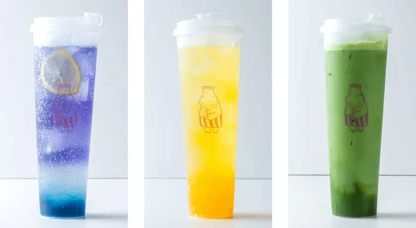 (左から)花火ソーダ、だいだいソーダ、静岡抹茶ラテ 600円〜