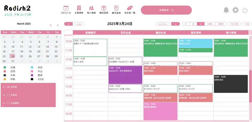 Radish2のスケジュール管理画面