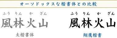 オーソドックスな楷書体との比較