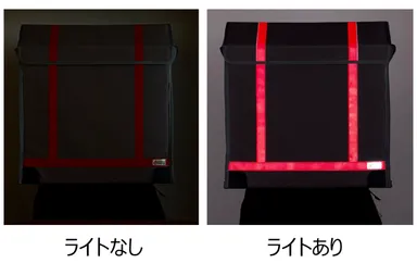 <リュクサックに取り付けられた反射材>