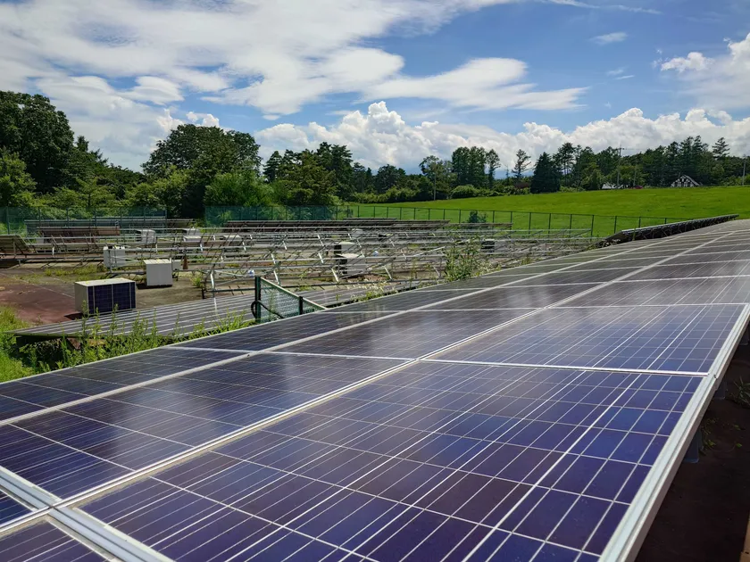 百年ソーラー(R)山梨の取り組みで取得し、性能再生工事を実施した太陽光発電