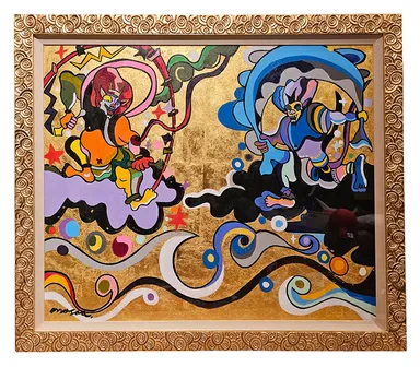 金箔原画「笑う風神雷神」
