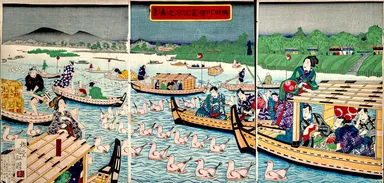 (Photo_17) 隅田川燈籠流涼之真景　四代歌川国政　明治11年(1878)　［前期展示］