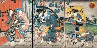 (Photo_08) 三めくりの夕立　歌川国貞(三代豊国)　弘化元年・2年(1844・1845)頃　［前期展示］