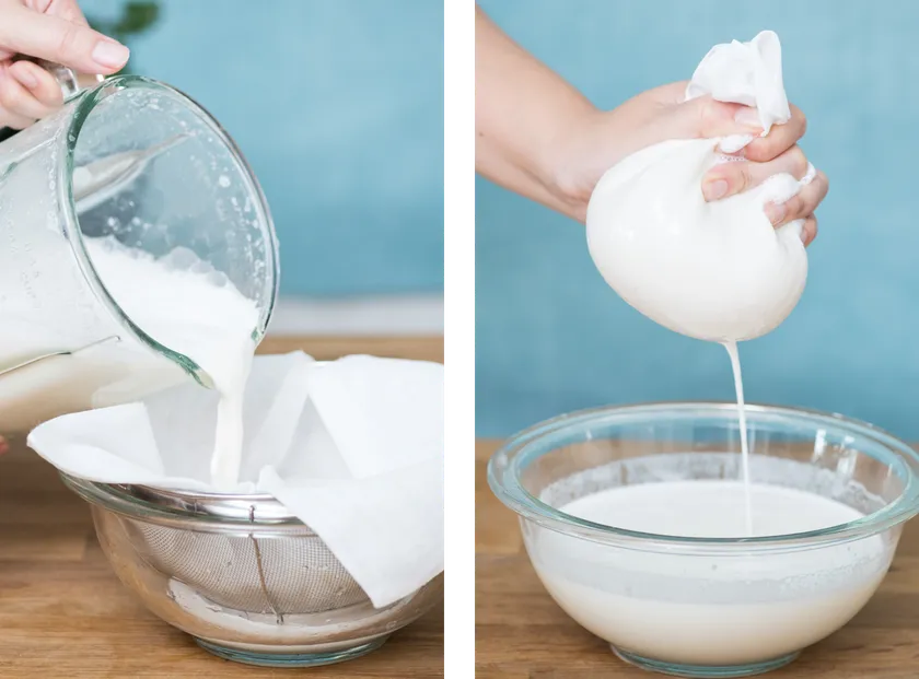 (3)アーモンドミルクを濾す