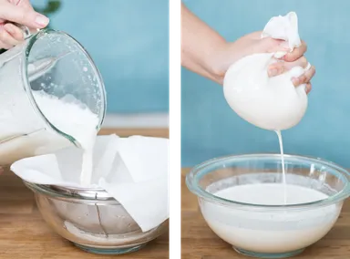 (3)アーモンドミルクを濾す