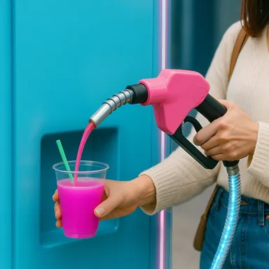 ガン型給油機から注がれる「脳汁ドリンク」