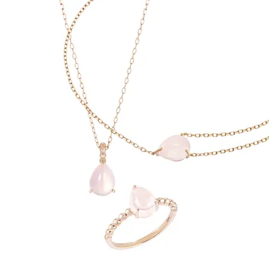 K10PG ローズクオーツ ネックレス、ブレスレット、リング