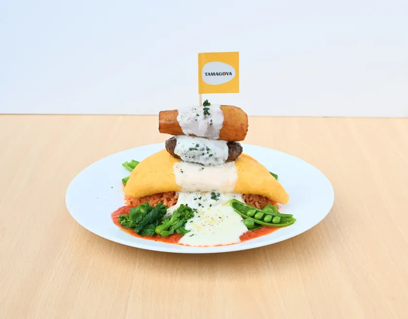 半熟干し芋とトマトソースオムバーグ