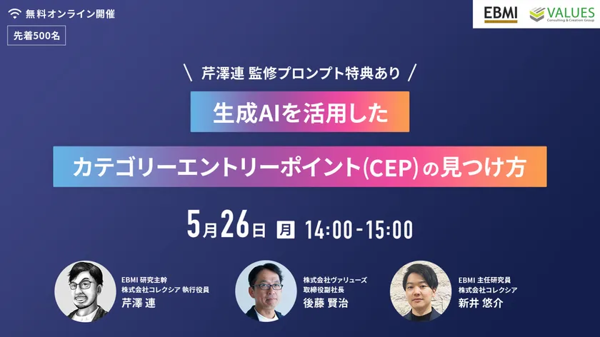 無料オンラインセミナー「生成AIを活用したカテゴリーエントリーポイント(CEP)の見つけ方」開催