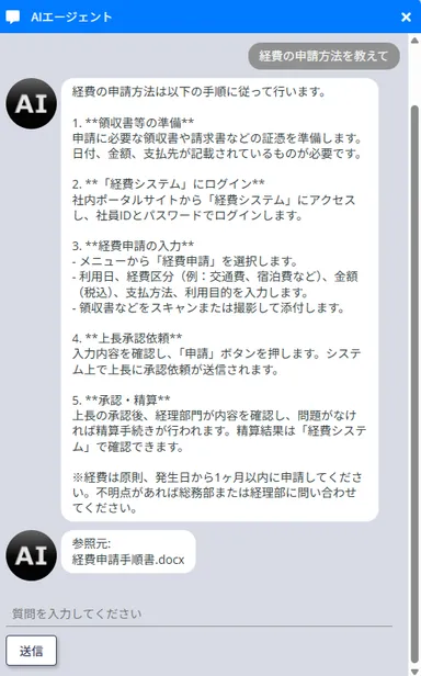 作成アプリ例(生成AI搭載QAチャット)