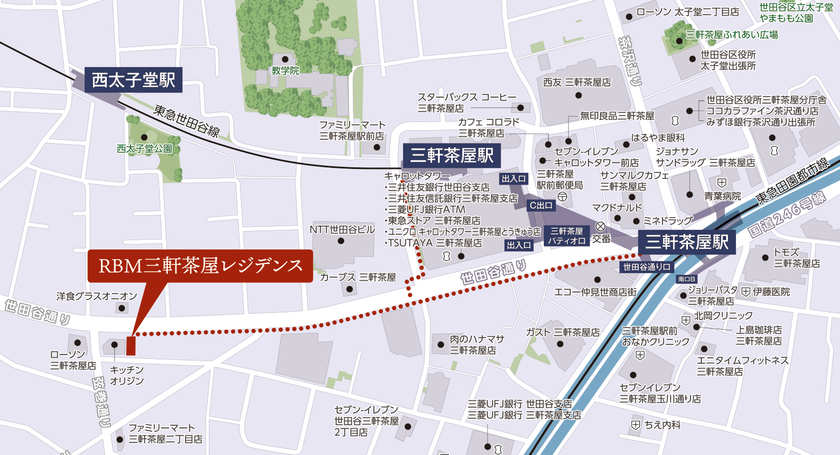 RBM三軒茶屋レジデンス　現地案内図