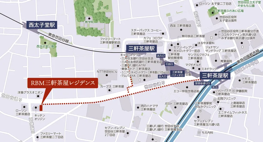 RBM三軒茶屋レジデンス　現地案内図