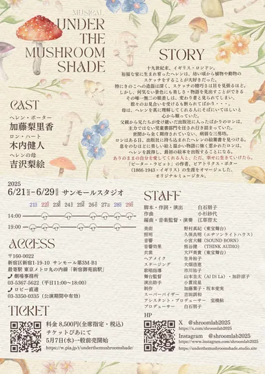 ミュージカル『Under The Mushroom Shade』フライヤー(裏)