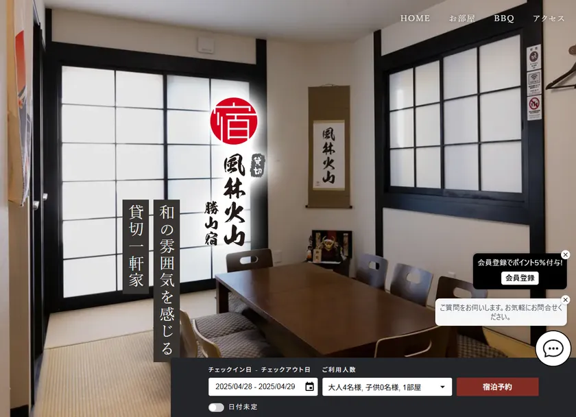 風林火山 勝山宿トップ