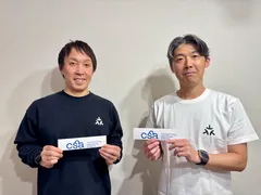 左 X-HEMISTRY株式会社 新貝代表、右 ムセンコネクト水野