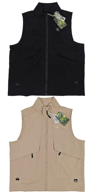 アウトドアベスト『遊楽 -yura-』速乾 大判ポケット・カラビナ付き色展開