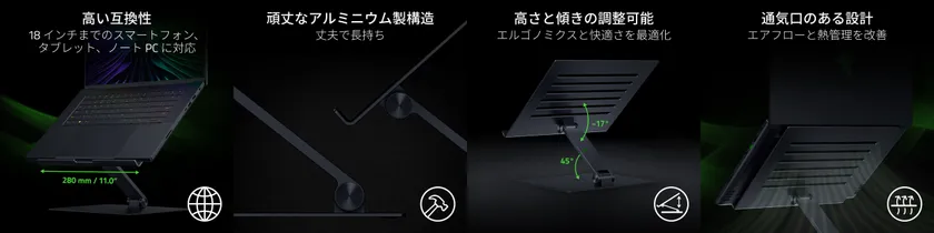Razer Adjustable Laptop Stand‐特徴イメージ
