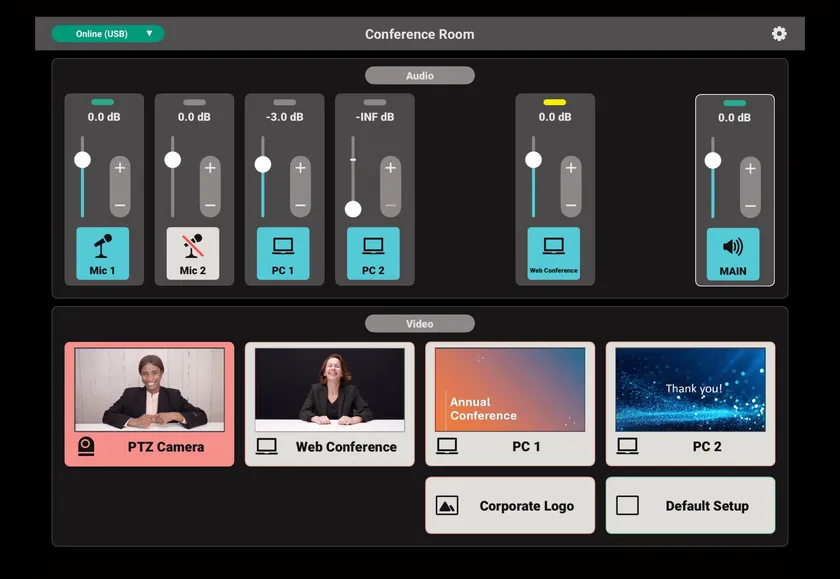 企業の会議での『VenuSet』操作画面イメージ