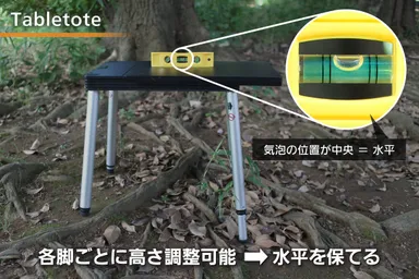 画像4　凹凸の地面でもTabletoteが水平を保っていることを示す比較画像