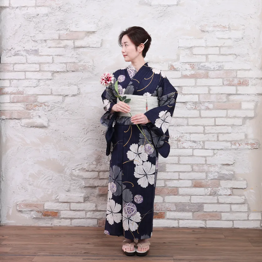 浴衣・兵児帯2点セット(毬/紺)