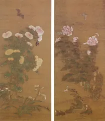 草虫図（双幅）