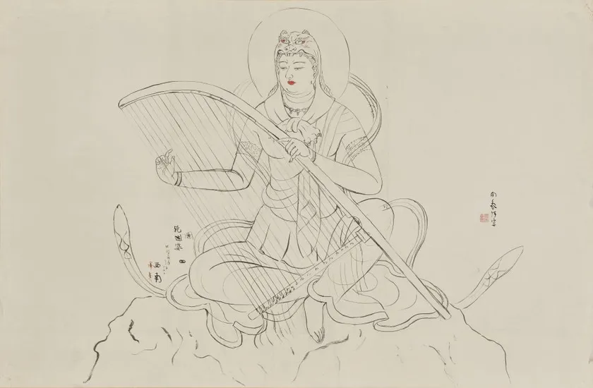 堂本印象《八部衆(大阪四天王寺宝塔内壁画 乾闥婆 下絵)》昭和14年(1939) 京都府立堂本印象美術館蔵