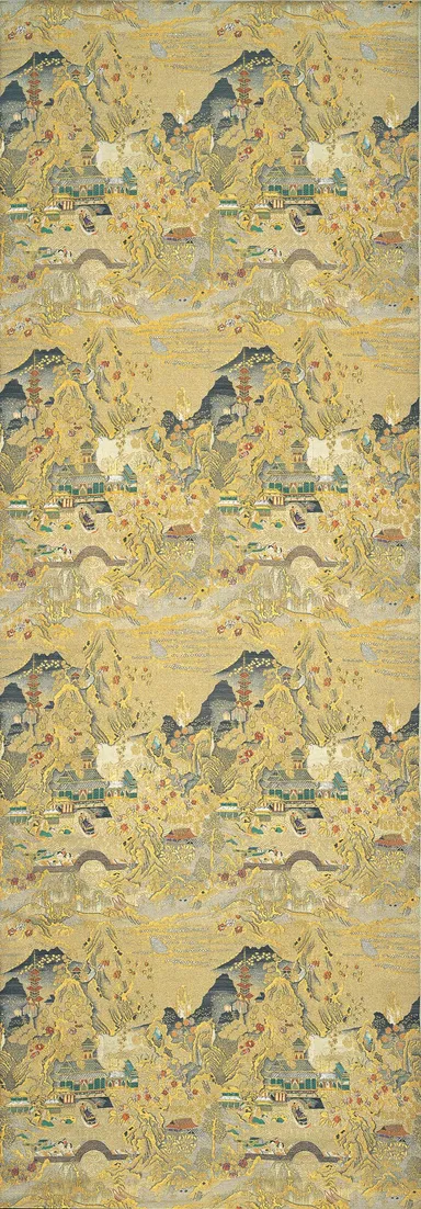 堂本印象案《国宝日暮文蒔絵錦》1919年以前　龍村美術織物蔵