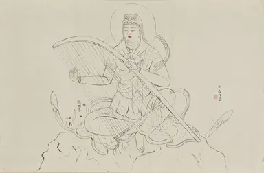 堂本印象《八部衆(大阪四天王寺宝塔内壁画 乾闥婆 下絵)》昭和14年(1939) 京都府立堂本印象美術館蔵