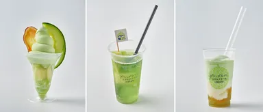 左から)ぼくのゴロゴロメロンサンデー／ぼくの贅沢メロンソーダ／ぼくのまぜま～ぜメロンシェイク