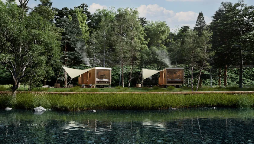 白樺湖畔に建つアースボート(イメージ)