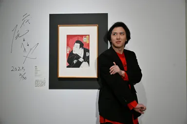 尾上松也さん「五大浮世絵師展」来場写真2