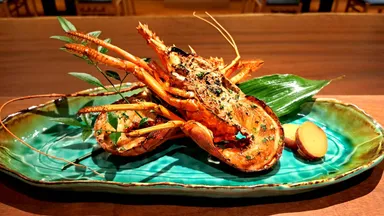 海鮮会席のメイン鬼殻焼き