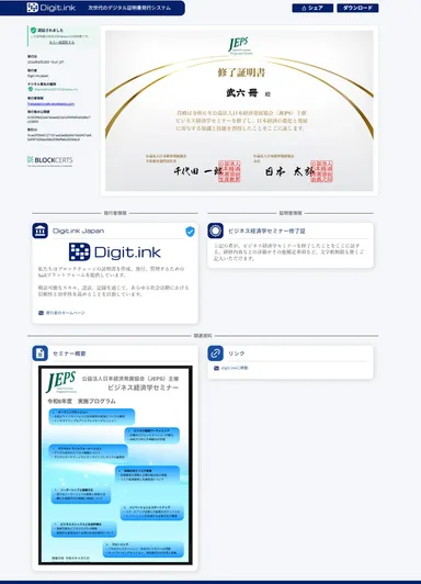 デジタル証明書の例