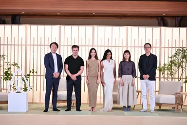 左から：河野公宏氏（全国古民家再生協会 事務局長）、ブライアン・チェスキー、水原希子、ローラ、山中美登樹（ホスト）村田麻実（ホスト）