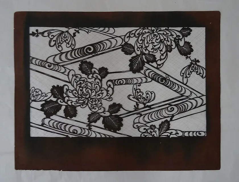 菊模様型紙(長板中形)(個人蔵)【通期】