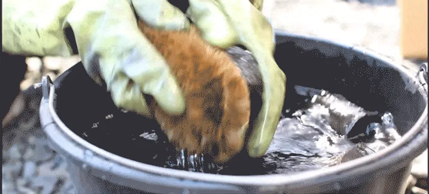 水洗いの様子：ひとつひとつ丁寧に仕上げます