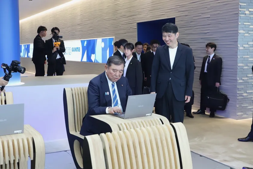 石破首相によるTUMO Gunma訪問時の様子(1)