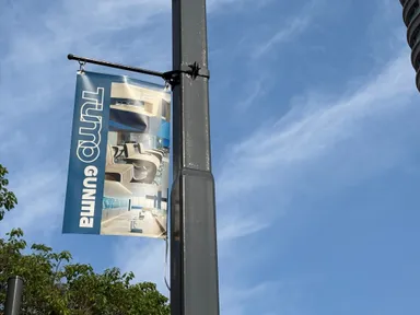 高崎駅からGメッセ群馬を結ぶ道路上の街灯フラッグ