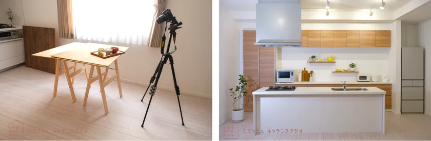 自然光撮影の様子/調光可能なライトを採用