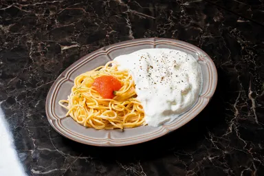 たらこバタークリームソース　エスプーマリコッタ