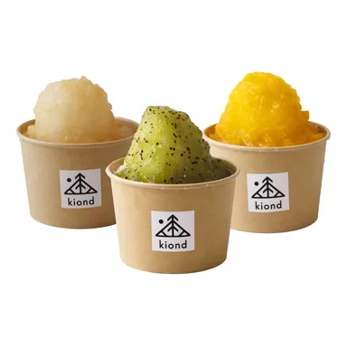 kiond「プレミアムかき氷　白桃／オレンジ／キウイ」