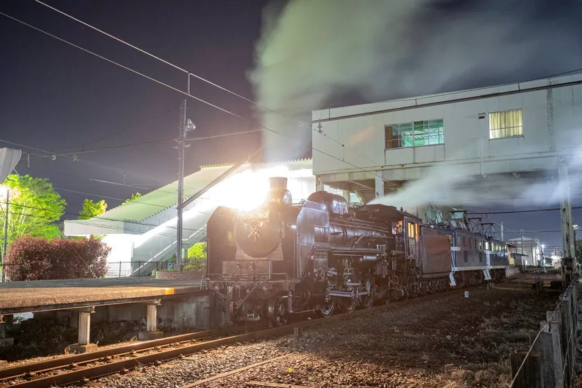 SLパレオエクスプレス 行田市駅入線時の様子(試運転時)1